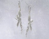 Gorgeous sterling silver elegant Firebird errings, Bird, Pheonix