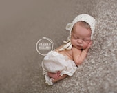 simple knit bonnet with lace and sari silk bow natural organic cotton made to order newborn photography prop