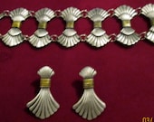 Art Deco Earrings Pierced Matching Cuff Bracelet / Stunning Set Fan Earrings Bracelet