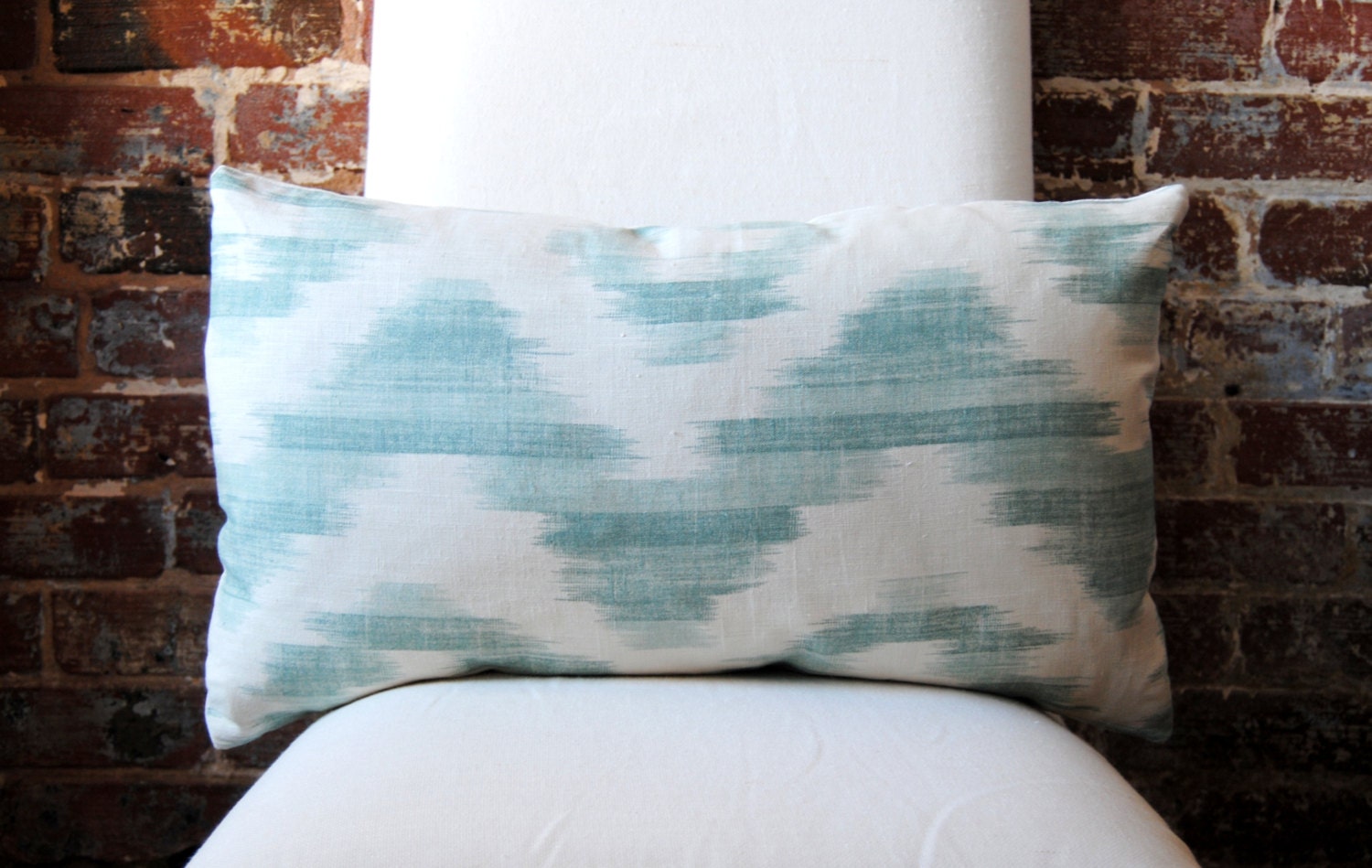Ikat de lin- Aqua - Suzanne Rheinstein - Lee Jofa - Pillow Cover - 14 x 24 lumbar - Designer Pillow - Decorative Pillow - Throw Pillow