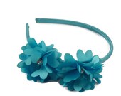 Headband with Flowers   Rhinestones  - Aqua - Purple - Lilac- Red Pick yours