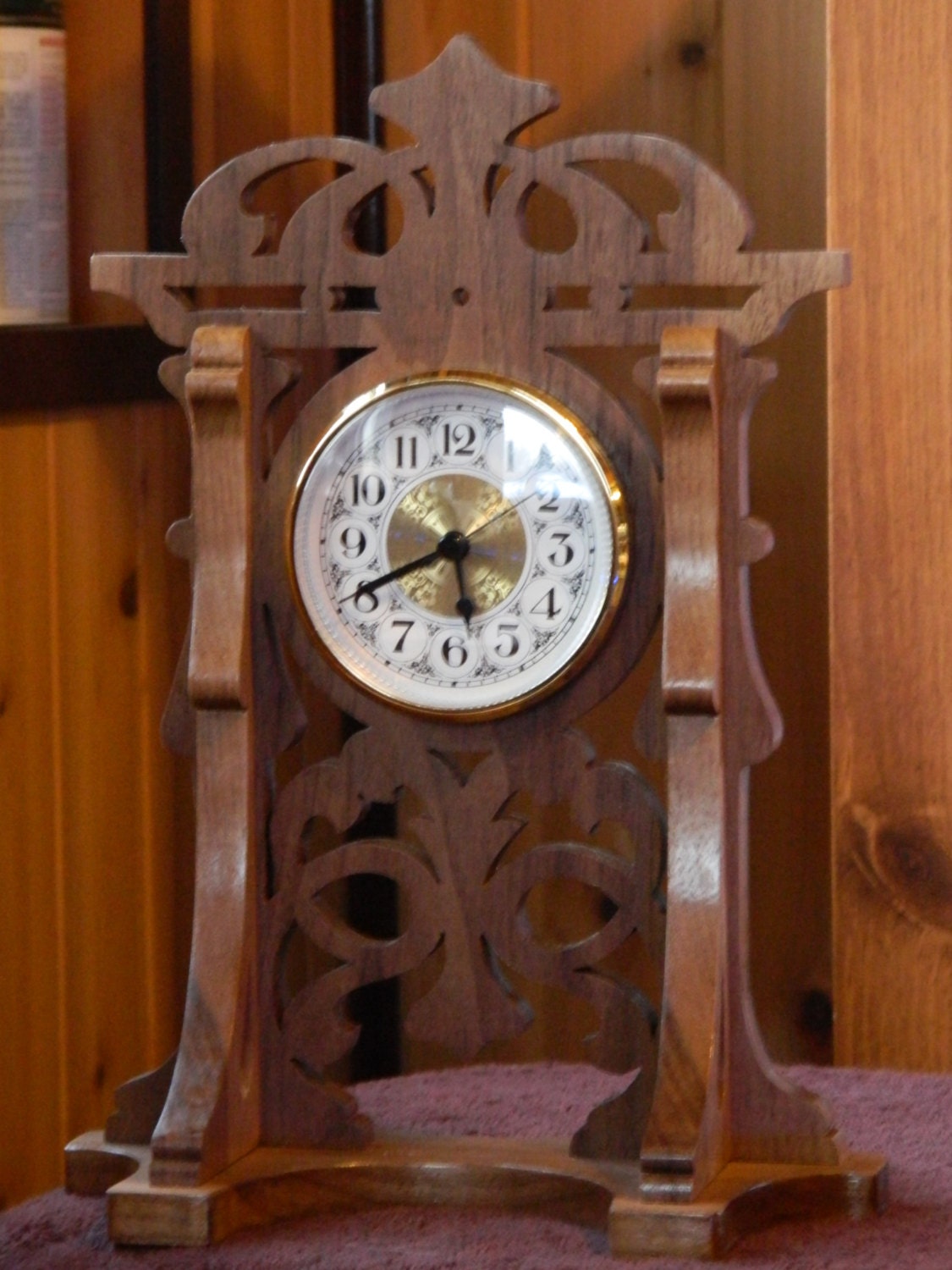 Beautiful solid hardwood mantle clock, made from Walnut