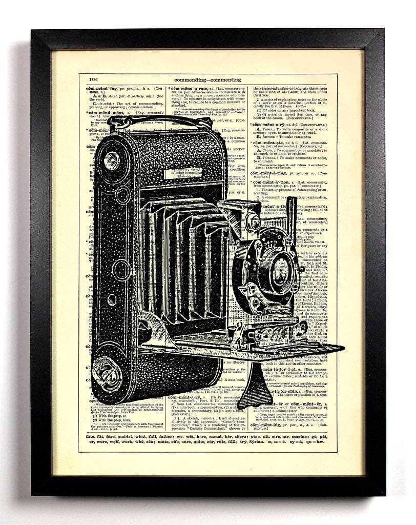 Camera Repurposed Book Upcycled Dictionary Art Vintage Book Print Recycled Vintage Dictionary Page Buy 2 Get 1 FREE