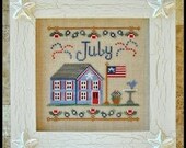 cross stitch pattern : july cottage country cottage needleworks 4th of july independence day counted cross stitch pattern diy