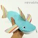 Shark Pencil Case by MinneBites / Handmade Zipper Pouch - Purse for Girls - Girls Pencil Bag - Pastel Blue School Bag, ready to ship