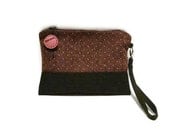 Clutch Pouch Cosmetic case Handbag mallow and brown