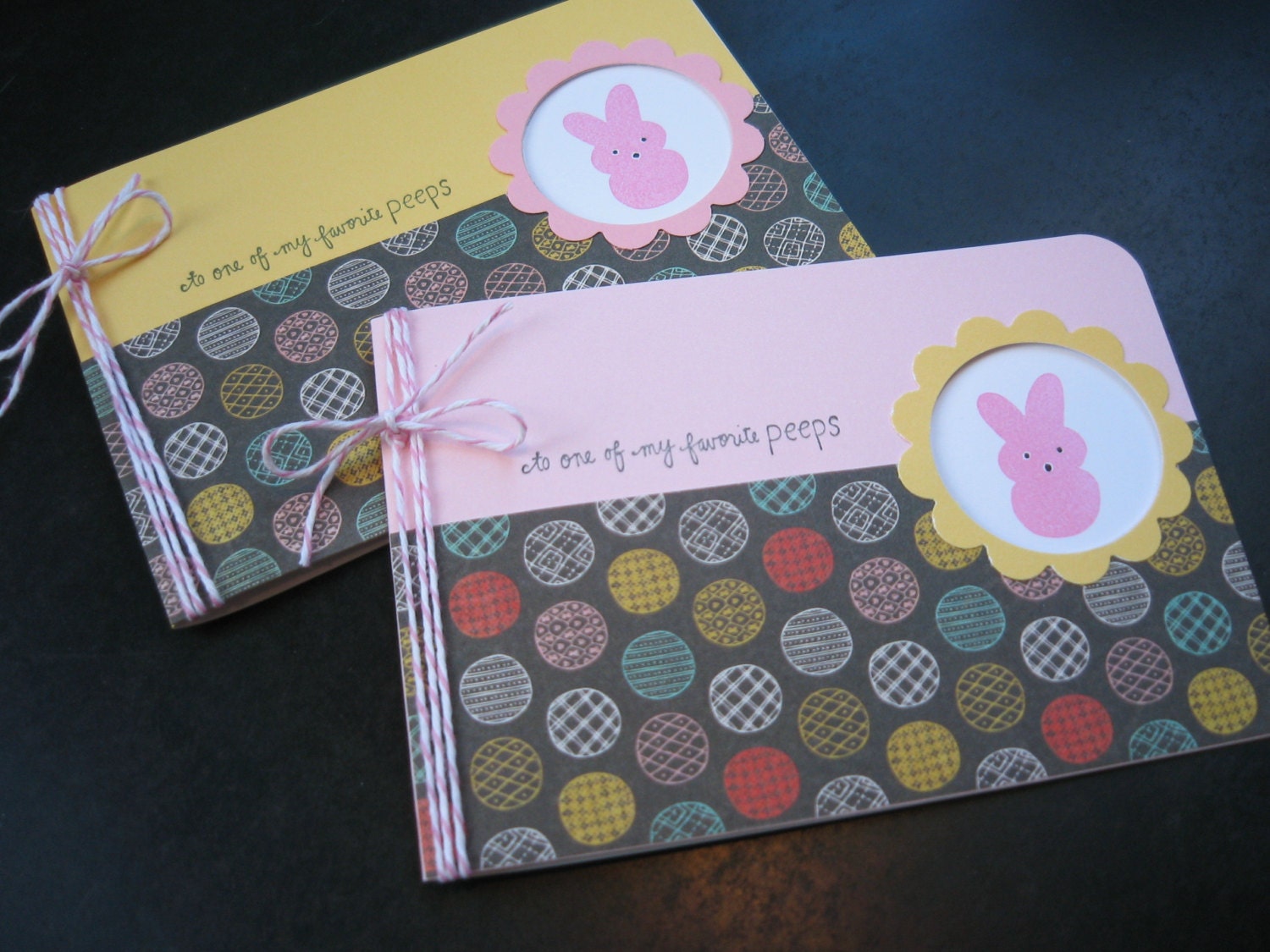Easter Peeps Card Set of 2, Easter Cards, Marshmallow Peeps Cards