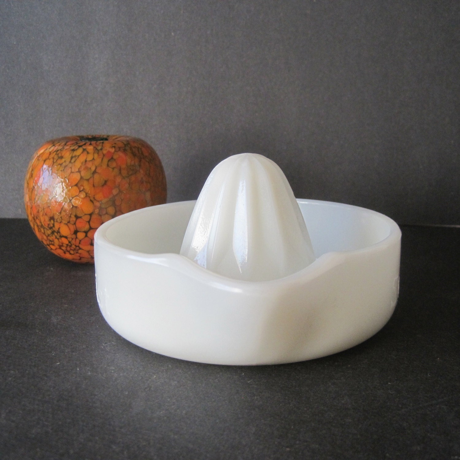 Vintage Sunkist Milk Glass juicer or reamer by SugarLMtnAntqs