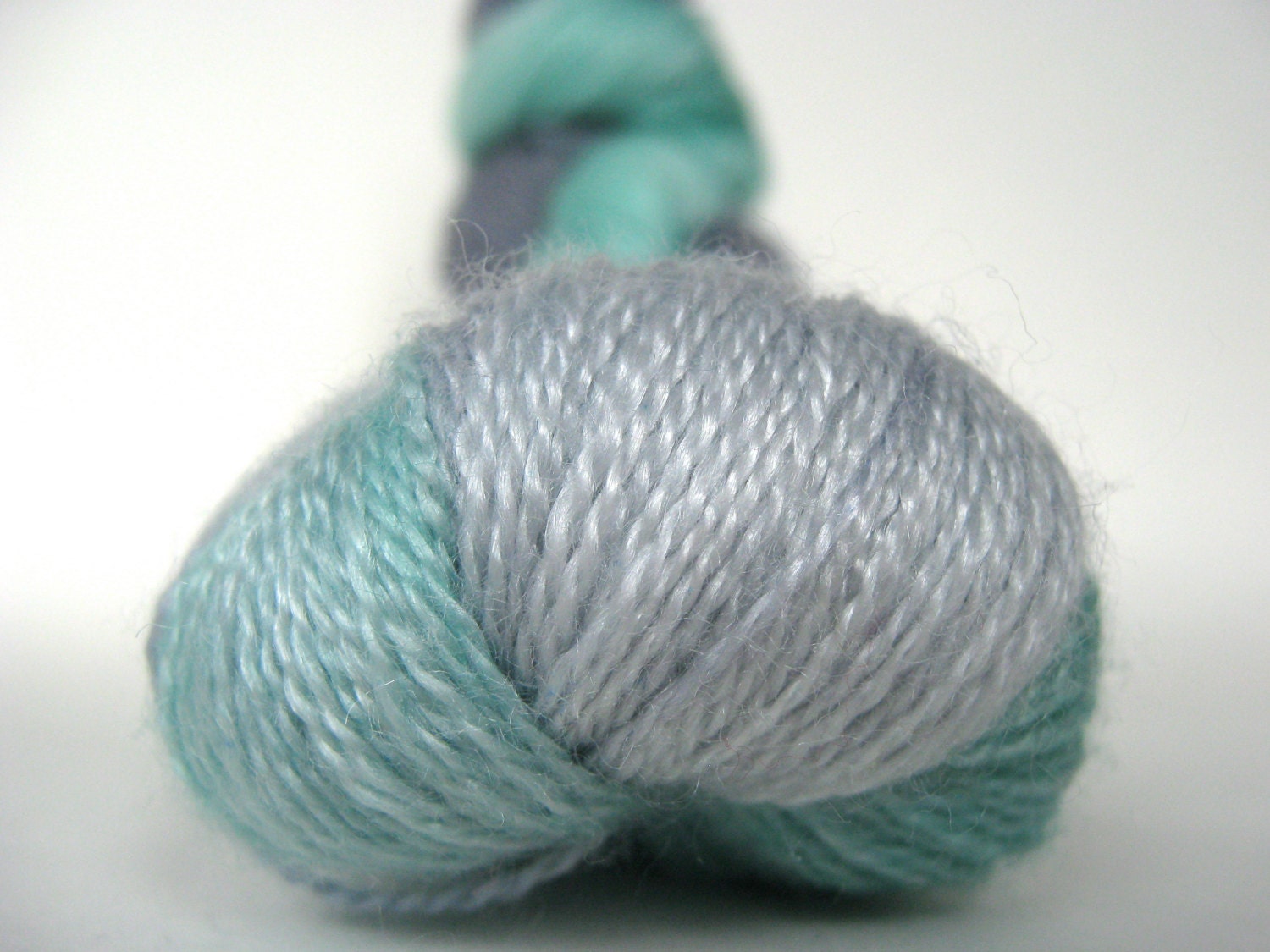 SMITHSONITE Hand Dyed Yarn Merino and Tencel Lace Weight Gray and Green