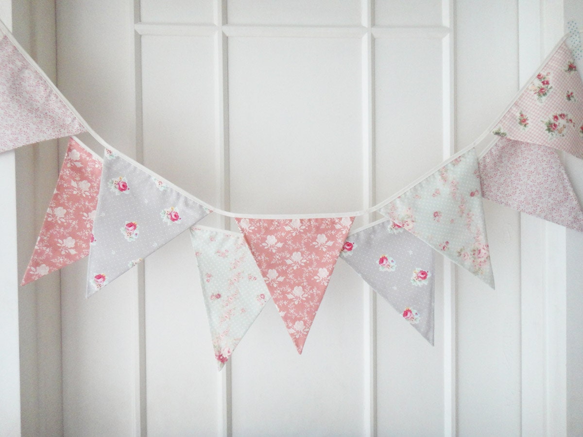 Pastel Shabby Chic Fabric Banners, Bunting, Garland, Wedding Bunting, Pennants, Flags - 3 yards (4th version)