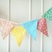Spring Bright Fabric Banners, Wedding Bunting, Garland, Floral,Shabby Chic- 3 yards (2nd version)