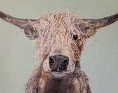 Highland Cow Art print, Cow with personality, 8 x 10, Perfect decorating size