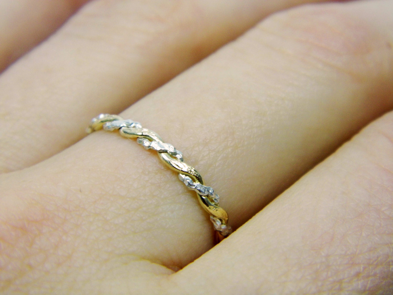 Delicate braided gold filled sterling silver ring (sgfr1005). romantic gift, anniversary gift for her