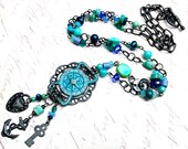 Ocean Voyage Nautical Theme Handmade Pendant and boho style handmade beaded chain