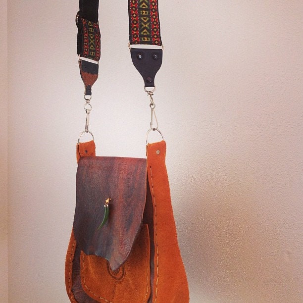 Snake Medicine Wheel     Handmade gypsy tribal boho Elk leather shoulder bag purse
