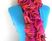 Scarf - Ruffled - Burnt Orange/Coral/Fuschia