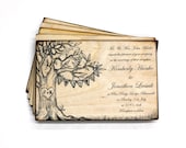 Burlap Banner Design: Wood rustic theme wedding invitations. Personalized (50 invites)
