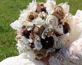 Custom Order for lstewart320- Burlap and Lace Wedding bouquet and boutonniere