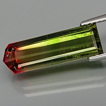 Rare Watermelon Tourmaline Faceted Split Crystal 4.60 Carat, 17.7 x 5.7 x 4.8 MM