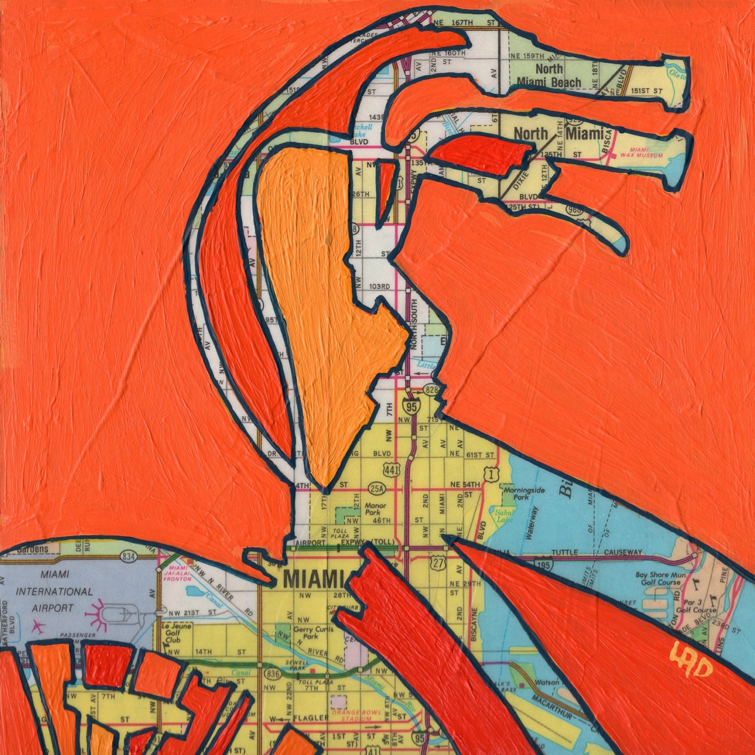 Bike Miami Florida -vintage bicycle art