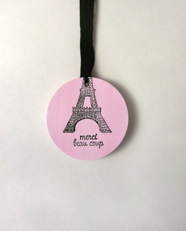 Parisian Pink Thank you tags or  Eiffel Tower Gift Tags by Kiwi Tini Creations