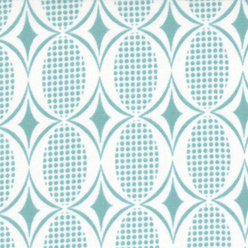 Half Moon Modern by Moda, 1 Yard Aqua Geometric Ovals