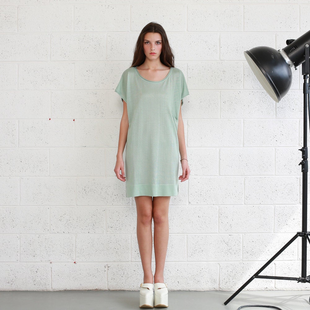 NOW 30% OFF ---- OverSized Knit Dress,Cocktail dress,Mint, Spring Fashion