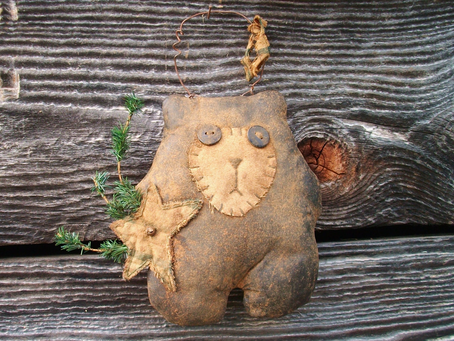 PDF E-Pattern  Whimsical Primitive Bear Doll - Shelf Sitter, Tuck, Door Greeter, or Wall Hanging - Super Easy