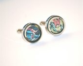 Superman cufflinks superhero cuff links stainless steel recycled vintage comic books dc comics superheroes