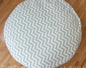 Ready-to-Ship - Dog Bed Cover - 42" Round - Blue and Natural Chevron