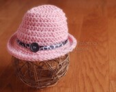 ON SALE - Crochet fedora baby hat - Baby Photo Prop - Fedora hat - Newborn Photo Prop