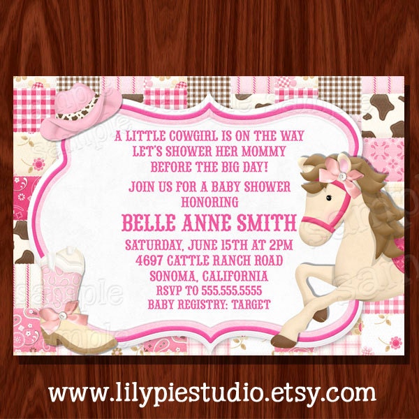 NEW Cowgirl themed Baby Shower/ Birthday Invitation