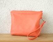 Summer Clutch Wristlet Vegan leather Coral Apricot