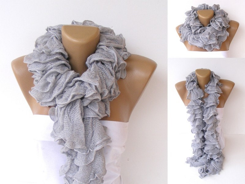 ruffle scarf, knitted scarves, 2013 scarf trends, Cotton scarf, knitting scarf, neckwarmer, fashion accessories