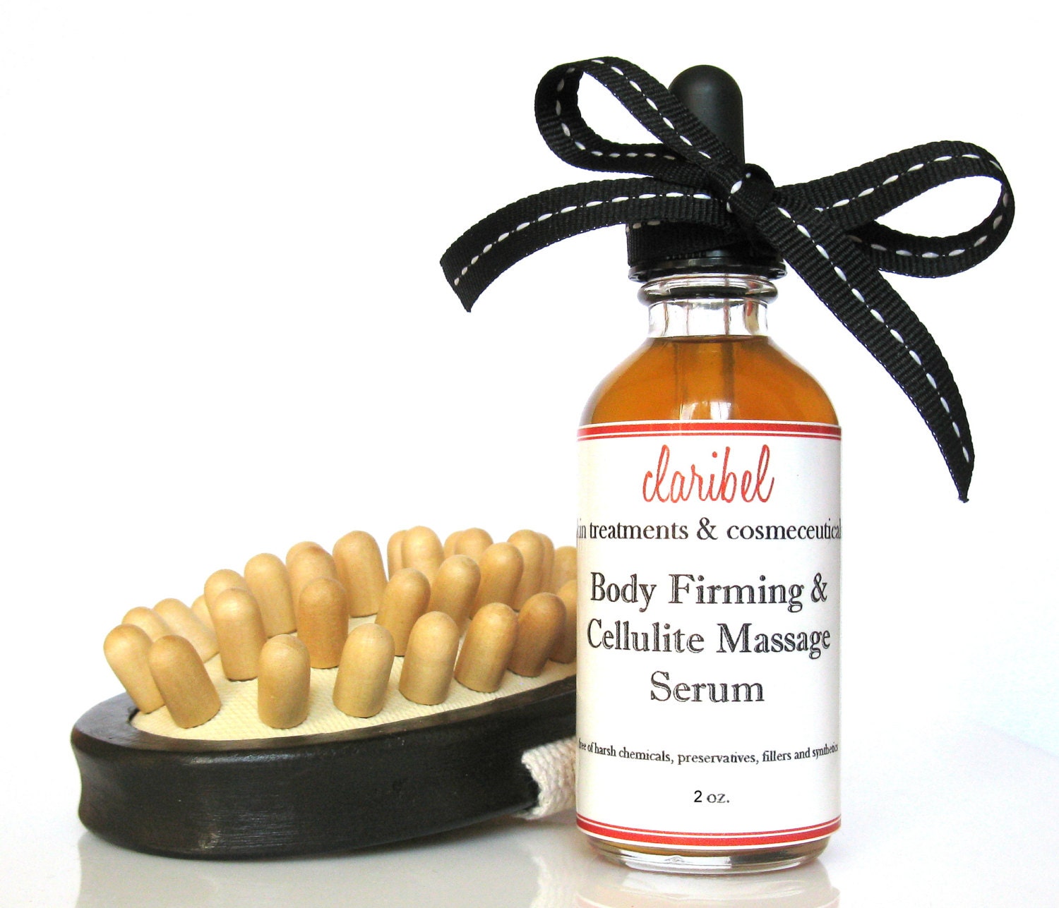 Body Firming & Cellulite Massage Serum with Massage Brush - Green Tea, Ginkgo, Hibiscus, Cypress, Rosemary, Geranium, Grapefruit