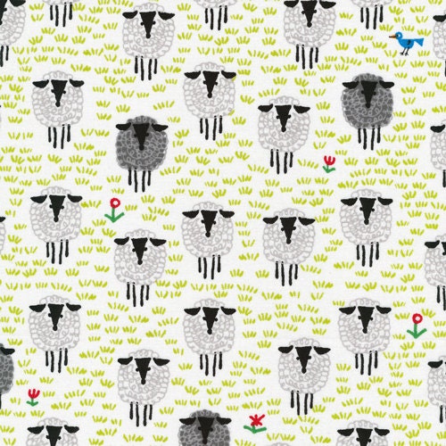Half Yard Sheep, Happy Drawing, Too, by Ed Emberley, 100% Organic Cotton, Cloud9 Fabrics