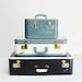Mid-Century Carilite Suitcase - Large Navy Blue Luggage