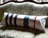 Hand Printed Lumbar Pillow Cover in White Organic and Minimalist Designed Fabric by Japanese Textile Designer Yoshiko Jinzenji