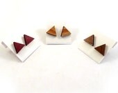 Sustainable Wooden Post Earrings - Triangles, Simple Studs - in Oak, Walnut, or Red Stained Maple - Wood Studs