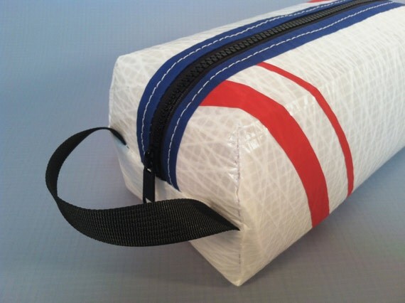 Sailcloth Toiletry Bag  Dopp Kit - red white and blue