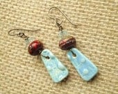 Artisian Ceramic and Glass with swavorski crystal and Vintaj Brass earrings