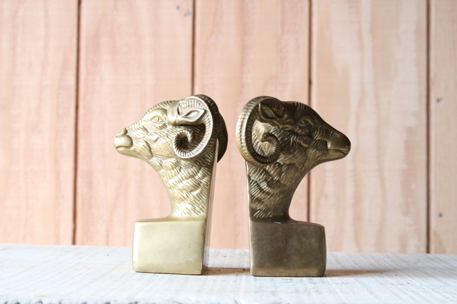 Brass Ram Bookends // Solid Brass