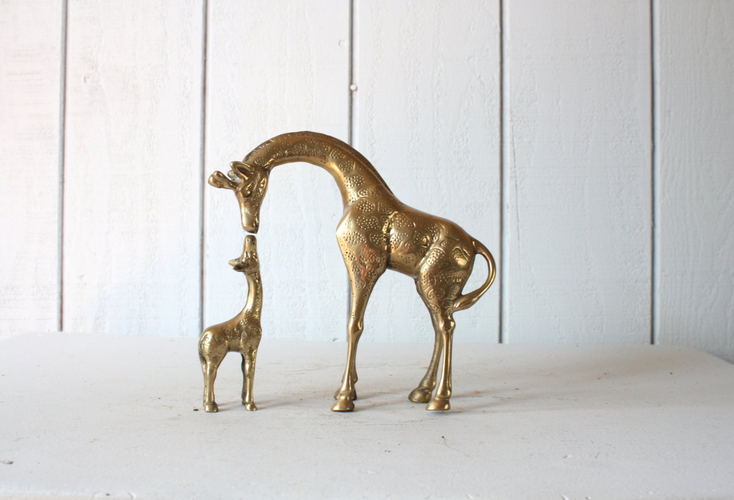 Brass Giraffe Pair // Mother and Baby