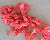 Seam Binding Ribbon Melon Pink Wrinkled Crinkled Distressed Shabby Chic Country Cottage