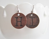 Hi copper stamped metal disc earrings