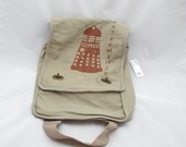 EXTERMINATE Putty Canvas Messenger Bag with Adjustable Strap