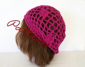 Crochet Pattern: Fishnet Lace Slouch Hat Diamonds and Flower Instant Downlaod