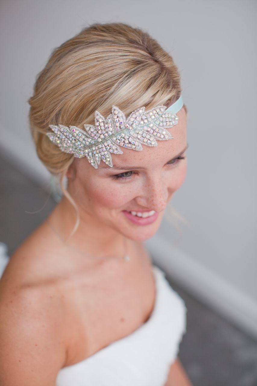 Sascha, Beaded Rhinestone Headpiece, Bridal Headpiece, Crystal Beaded Headband, Wedding Headpiece