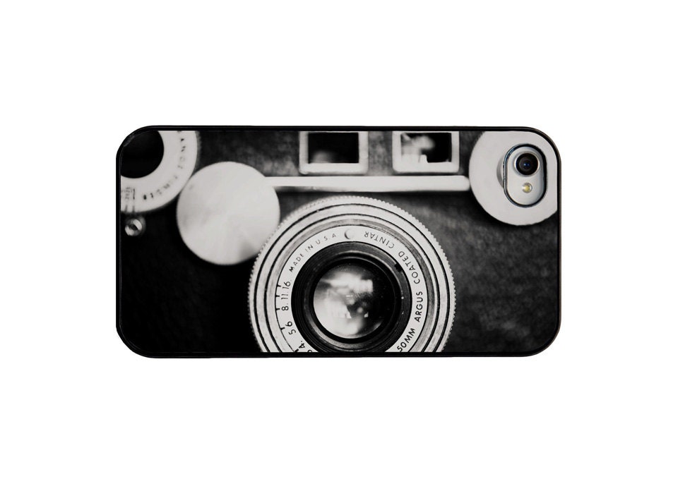 iPhone 4 case the brick - retro, vintage, camera, black  and white - hard plastic iPhone cover