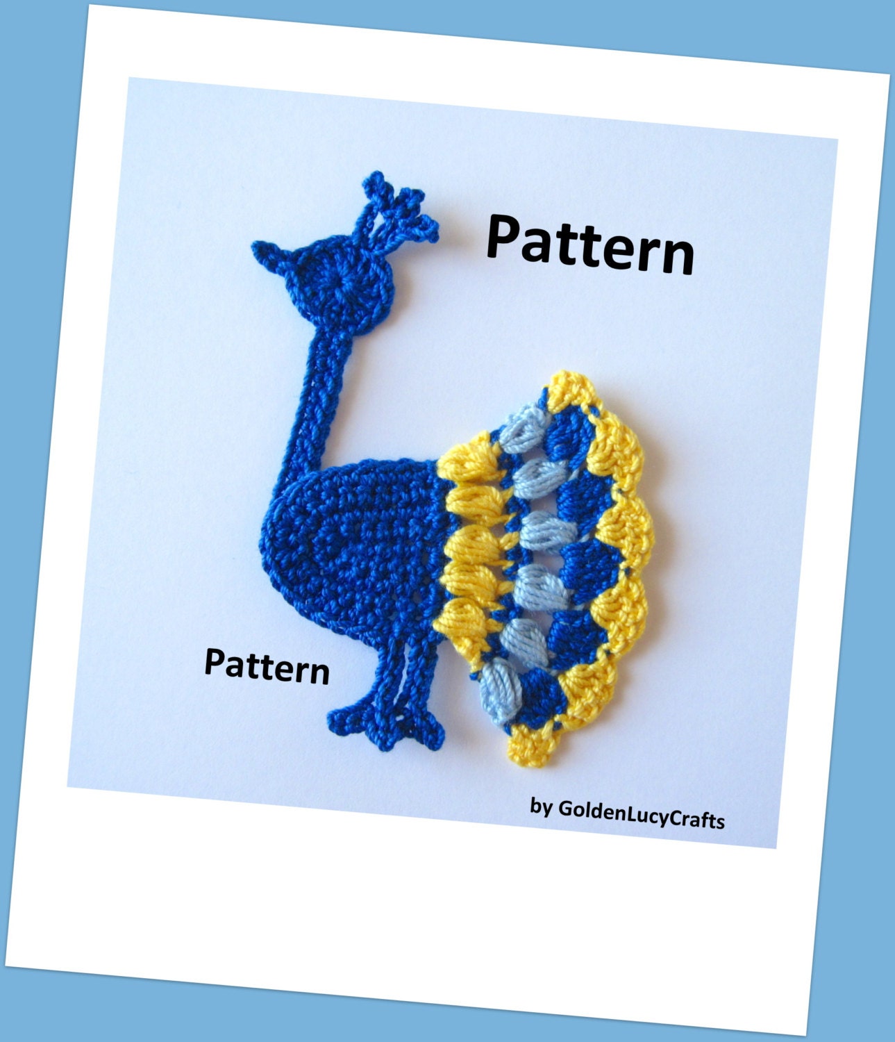 Peacock Applique Crochet Pattern PDF